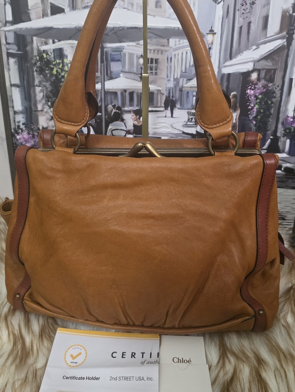 Vintage - rare Chloe Maggie brown kisslock satchel. - Picture 5 of 10